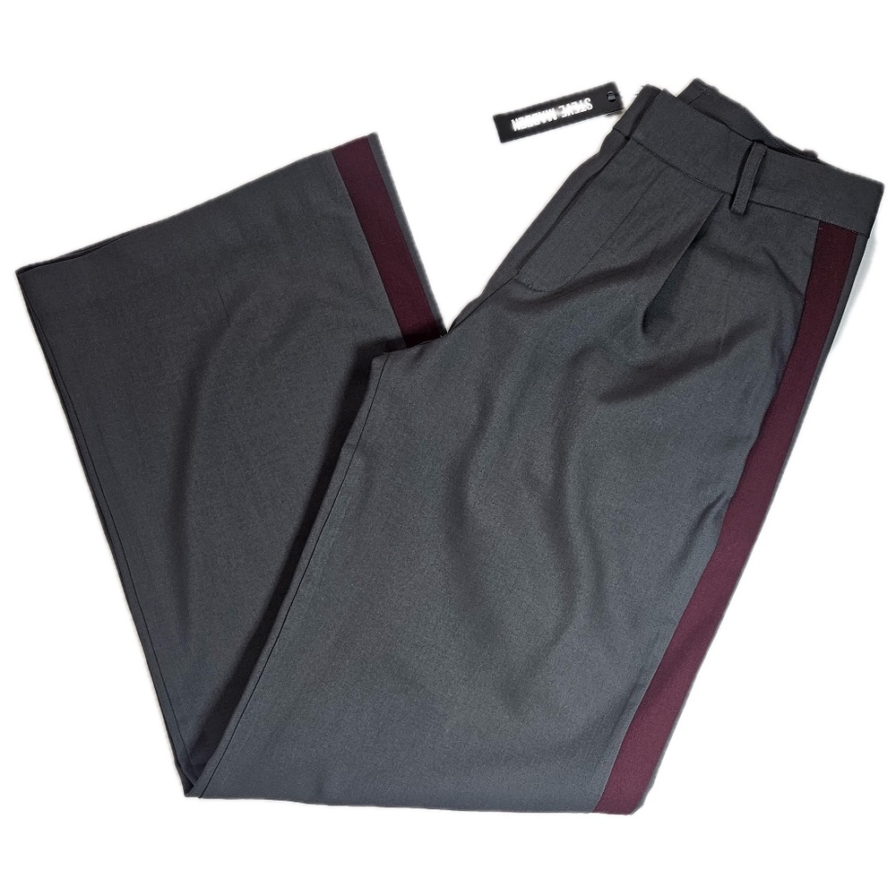 Steve Madden Pants Womens Small Gray Augusta Tuxedo‎ Stripe Trousers BP303593